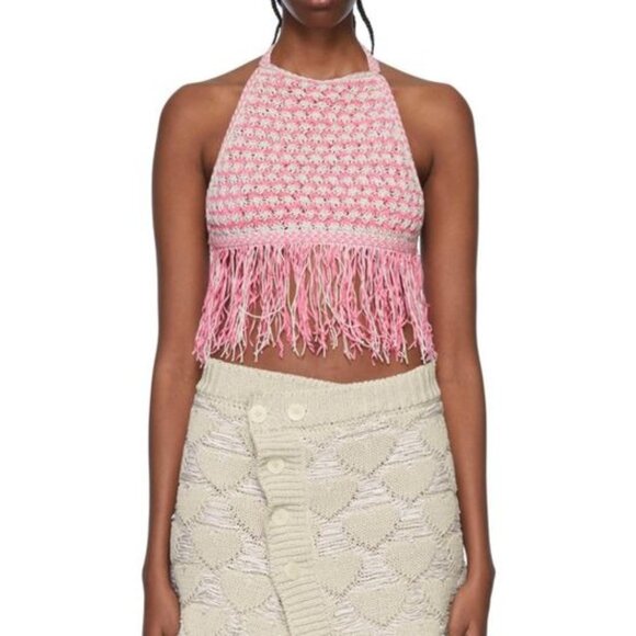 Marco Rambaldi SSENSE Exclusive Knitted Braided Fringe Halter Top NWT Sz XS‎ - Picture 1 of 7